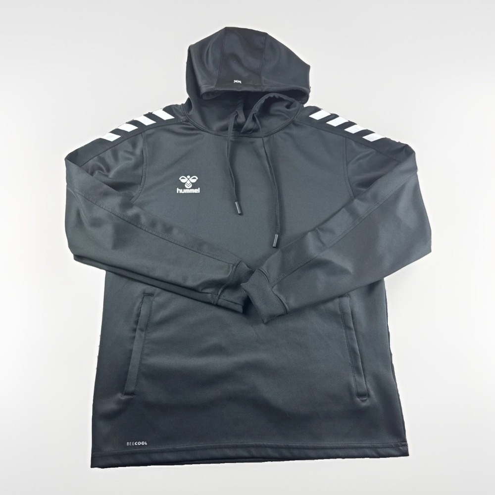 Hummel Hoodie Mens S Black Zip Pockets Sweatshirt Drawstring Sweater Pullover